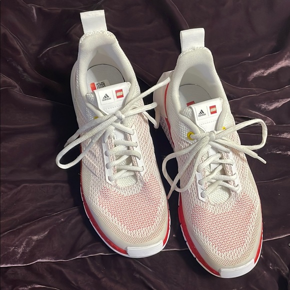 adidas Shoes - adidas LEGO White and Red Sneakers with Breathable Knit Upper